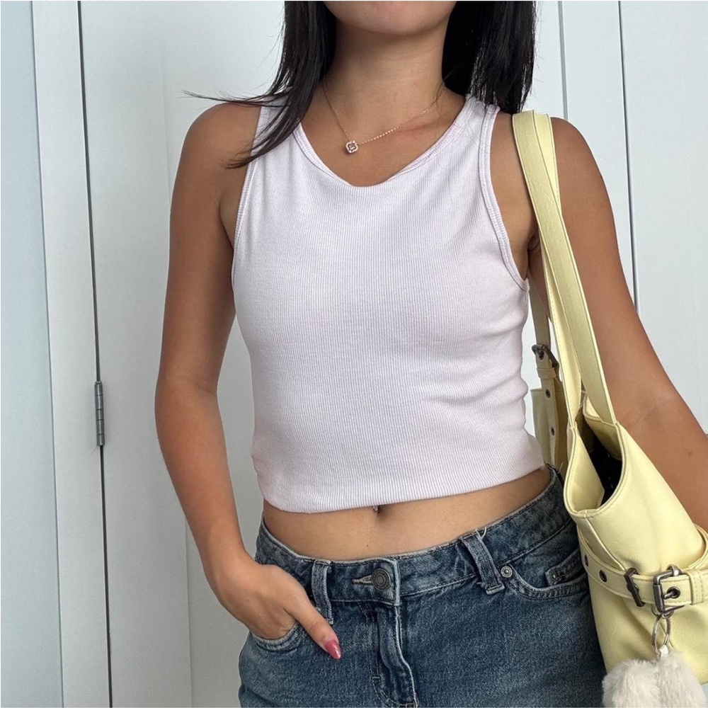 Lilac Purple Sleeveless Ribbed Top